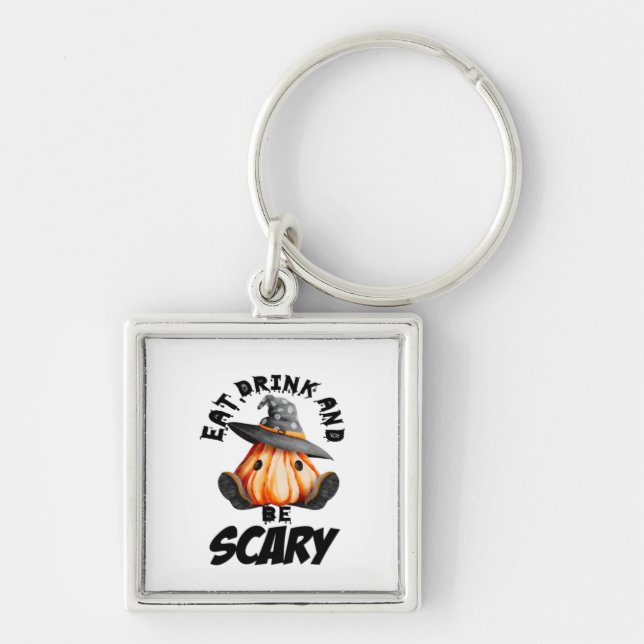 Eat Drink And Be Scared Retro Cool Key Ring (Front)