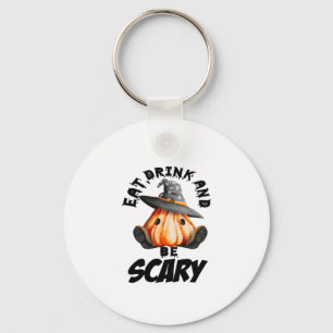 Eat Drink And Be Scared Retro Cool Key Ring