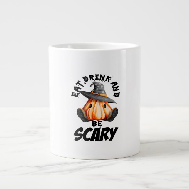 Eat Drink And Be Scared Retro Cool Large Coffee Mug (Front)