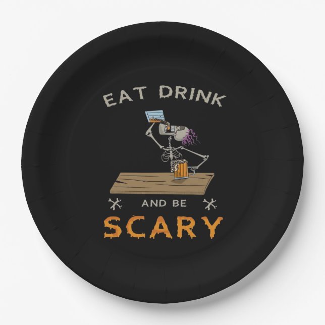 Eat Drink And Be Scary Aesthetic Graphic Paper Plate (Front)
