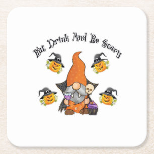 Eat Drink And Be Scary Basic Casual Square Paper Coaster