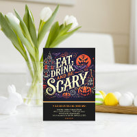Eat Drink and Be Scary Black Halloween Party