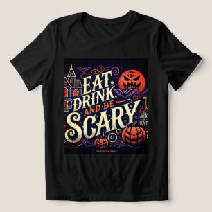 Eat Drink and Be Scary Black Halloween Party Tri-Blend Shirt