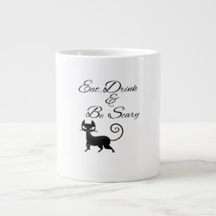 Eat Drink And Be Scary Cat Funny Cute Spooky Hallo Large Coffee Mug