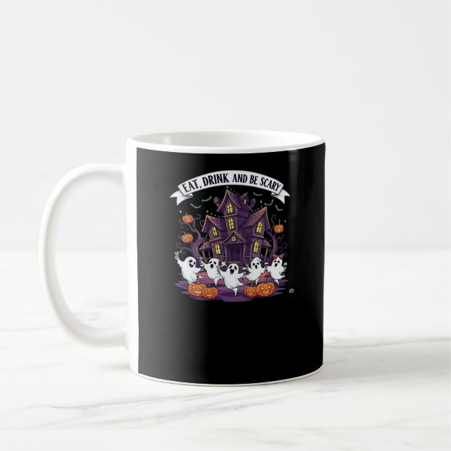 Eat Drink And Be Scary Classic Funny Retro Coffee Mug (Left)