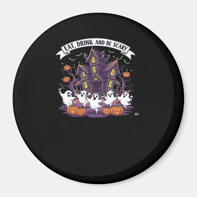 Eat Drink And Be Scary Classic Funny Retro Magnet (Front)