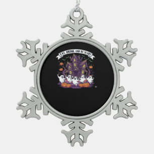 Eat Drink And Be Scary Classic Funny Retro Snowflake Pewter Christmas Ornament
