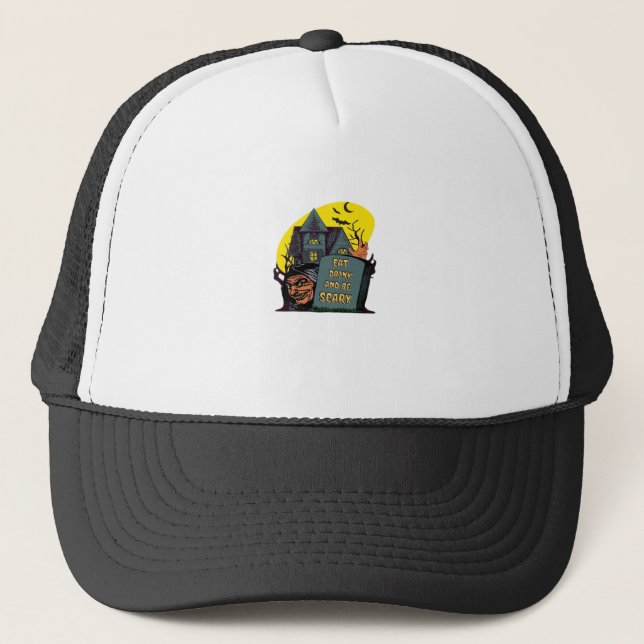 Eat Drink And Be Scary Classic Simple Trucker Hat (Front)