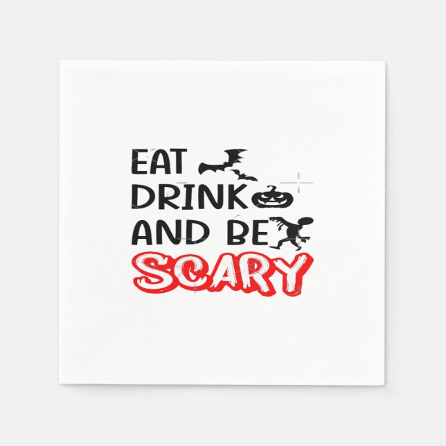Eat Drink And Be Scary Design Retro Classic Napkin (Front)
