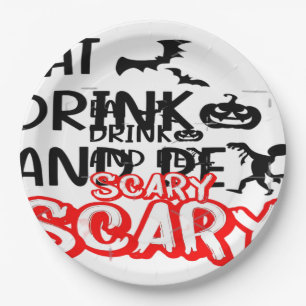 Eat Drink And Be Scary Design Retro Classic Paper Plate