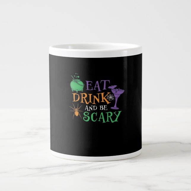 Eat Drink And Be Scary Essential Retro Graphic Large Coffee Mug (Front)