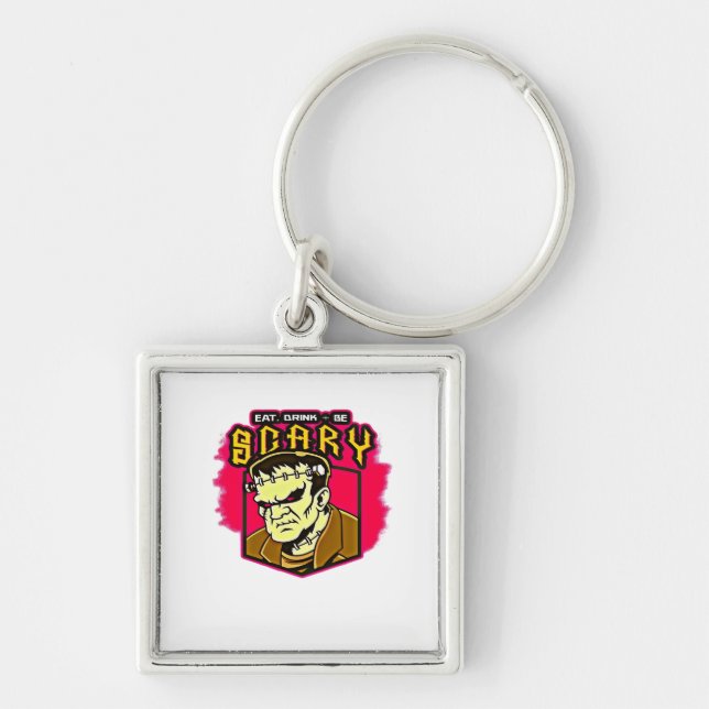 Eat Drink And Be Scary Frankenstein Halloween Crea Key Ring (Front)