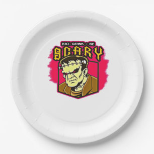 Eat Drink And Be Scary Frankenstein Halloween Crea Paper Plate