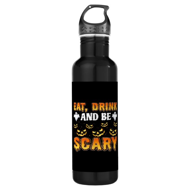 Eat Drink And Be Scary Funny Halloween Essential 710 Ml Water Bottle (Front)