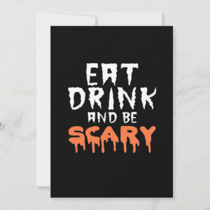 Eat Drink And Be Scary Funny Halloween Minimal Cle Holiday Card