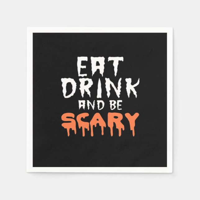 Eat Drink And Be Scary Funny Halloween Minimal Cle Napkin (Front)