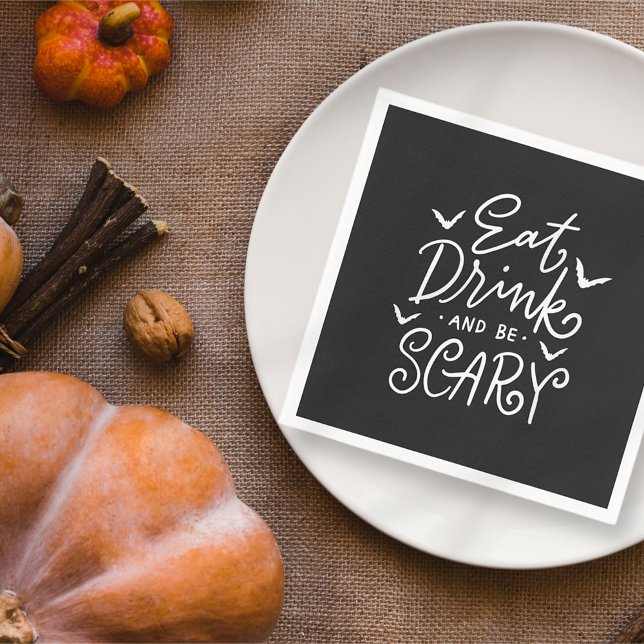 Eat Drink and Be Scary | Funny Halloween Party Napkin (Creator Uploaded)