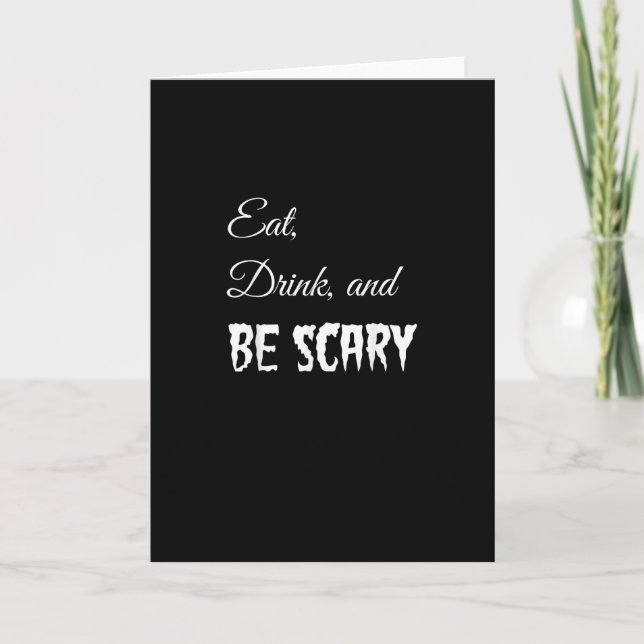 Eat Drink And Be Scary Funny Halloween Retro Style Card (Front)