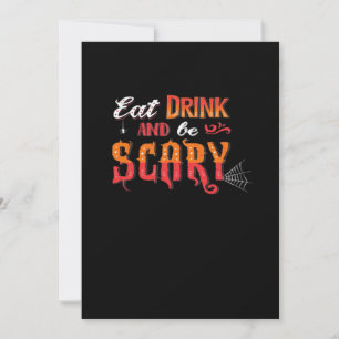 Eat Drink And Be Scary Funny Vintage Holiday Card