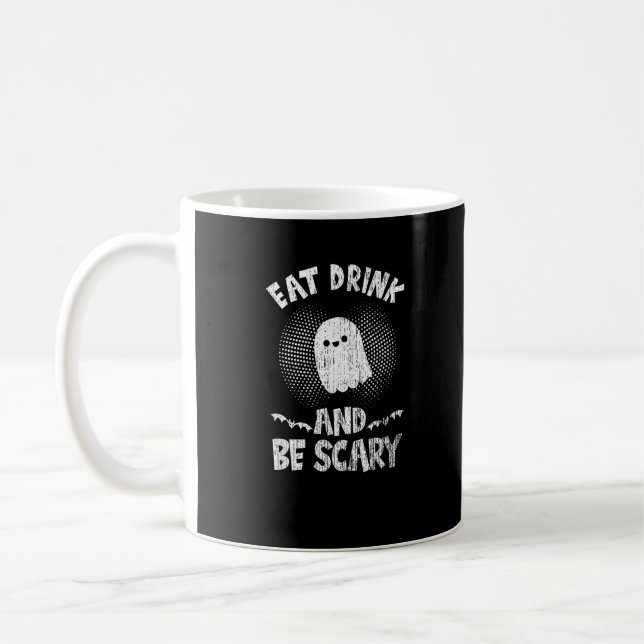 Eat Drink And Be Scary Ghost For A Boo Fan Coffee Mug (Left)