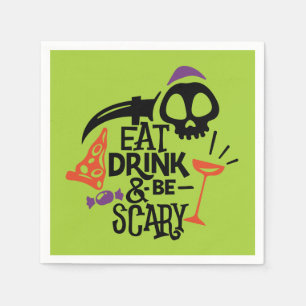 Eat Drink and Be Scary Green Halloween Party Napkin