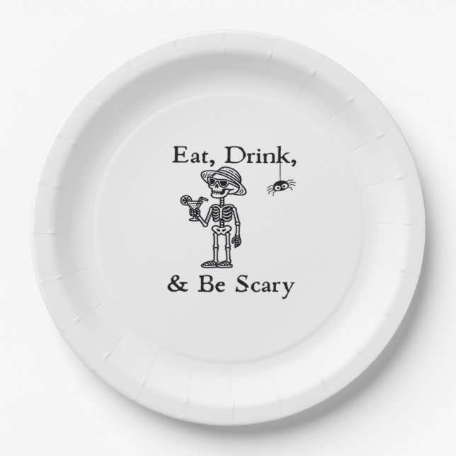 Eat Drink And Be Scary Halloween Aesthetic Style Paper Plate (Front)