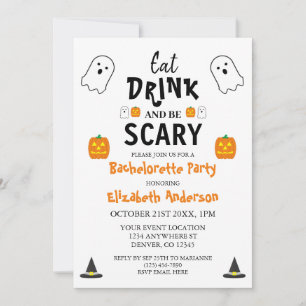 Eat, Drink and Be Scary Halloween Bachelorette Invitation