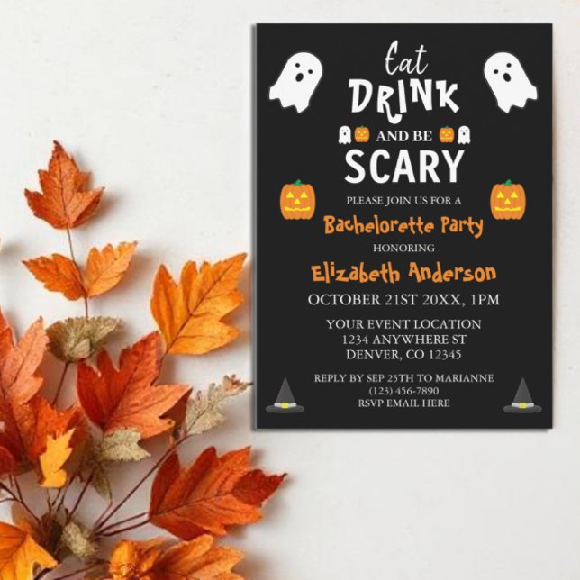 Eat, Drink and Be Scary Halloween Bachelorette Invitation (Creator Uploaded)