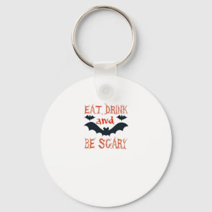 Eat Drink And Be Scary Halloween Bats Party Hallow Key Ring