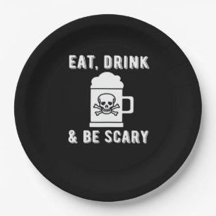Eat Drink And Be Scary Halloween Beer Vintage Paper Plate