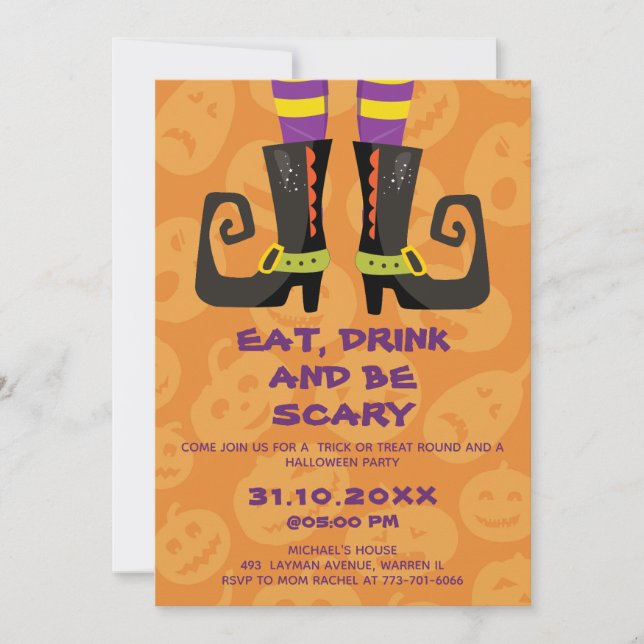 Eat Drink and be Scary Halloween Block Party Invitation (Front)