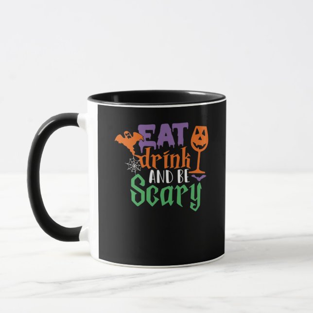 Eat Drink And Be Scary Halloween Classic Funny Tre Mug (Left)