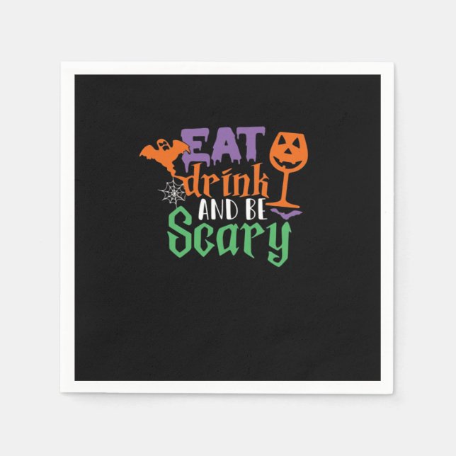 Eat Drink And Be Scary Halloween Classic Funny Tre Napkin (Front)