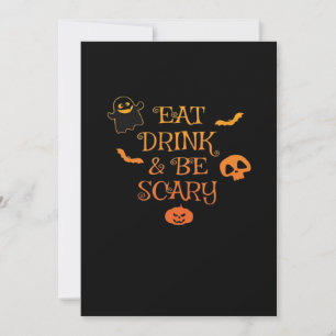 Eat Drink And Be Scary Halloween Classic Retro Sty Holiday Card