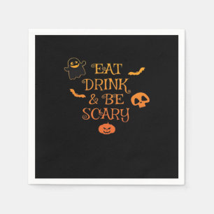 Eat Drink And Be Scary Halloween Classic Retro Sty Napkin