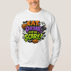 Eat Drink And Be Scary Halloween Comic Art T-Shirt