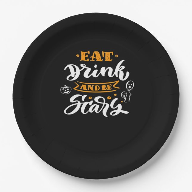 Eat Drink And Be Scary Halloween Creative Casual Paper Plate (Front)
