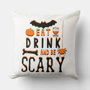 eat drink and be scary halloween cushion