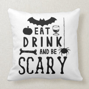 eat drink and be scary halloween cushion
