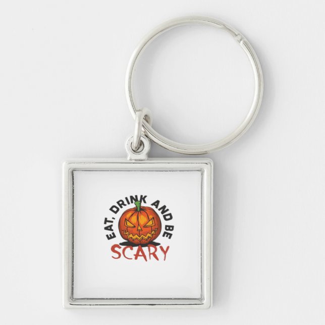 Eat Drink And Be Scary Halloween Design Key Ring (Front)