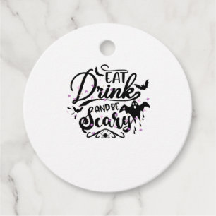 Eat Drink And Be Scary Halloween Design Trendy Art Favour Tags
