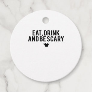 Eat Drink And Be Scary Halloween Fan Text Art Crea Favour Tags