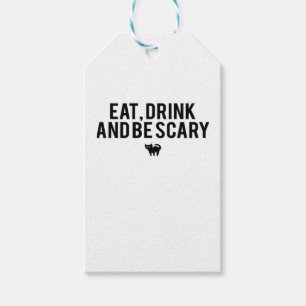 Eat Drink And Be Scary Halloween Fan Text Art Crea Gift Tags