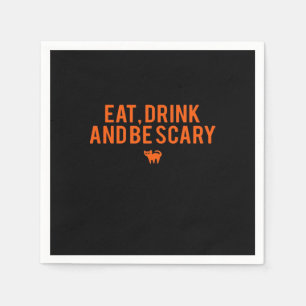 Eat Drink And Be Scary Halloween Fan Text Art Esse Napkin