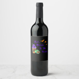 Eat Drink And Be Scary Halloween Minimal Clean Wine Label