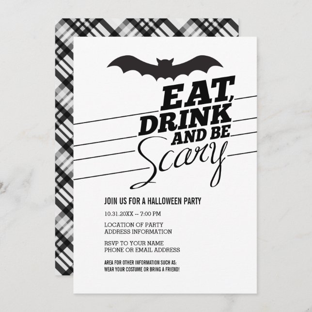 Eat, Drink and Be Scary - Halloween Party Invitation (Front/Back)