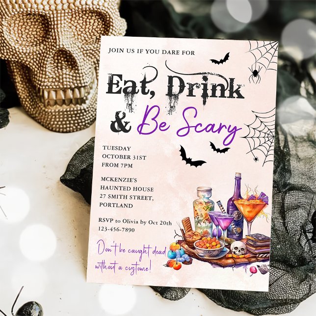Eat Drink And Be Scary Halloween Party Invitation (Creator Uploaded)