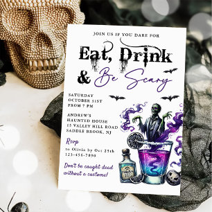 Eat Drink And Be Scary Halloween Party Invitation