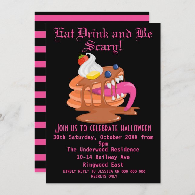 EAT DRINK AND BE SCARY HALLOWEEN PARTY INVITATION (Front/Back)