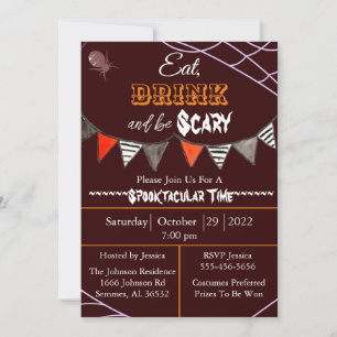 Eat Drink and Be Scary Halloween Party Invitation